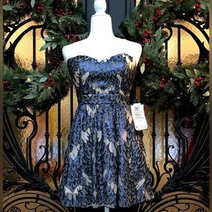 As U Wish NWT Princess Cocktail Dress  Nude w/ Blue Lace & Sequins Sparkle Sz 3
